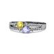 1 - Zaira Yellow Sapphire and Tanzanite with Side Diamonds Split Shank Ring 
