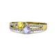 1 - Zaira Yellow Sapphire and Tanzanite with Side Diamonds Split Shank Ring 