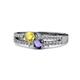 1 - Zaira Yellow Sapphire and Iolite with Side Diamonds Split Shank Ring 