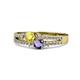 1 - Zaira Yellow Sapphire and Iolite with Side Diamonds Split Shank Ring 