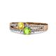 1 - Zaira Yellow Sapphire and Peridot with Side Diamonds Split Shank Ring 