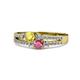 1 - Zaira Yellow Sapphire and Rhodolite Garnet with Side Diamonds Split Shank Ring 