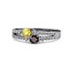 1 - Zaira Yellow Sapphire and Red Garnet with Side Diamonds Split Shank Ring 