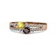 1 - Zaira Yellow Sapphire and Red Garnet with Side Diamonds Split Shank Ring 
