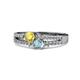 1 - Zaira Yellow Sapphire and Aquamarine with Side Diamonds Split Shank Ring 