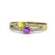 1 - Zaira Yellow Sapphire and Amethyst with Side Diamonds Split Shank Ring 