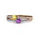 1 - Zaira Yellow Sapphire and Amethyst with Side Diamonds Split Shank Ring 