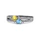 1 - Zaira Yellow Sapphire and Blue Topaz with Side Diamonds Split Shank Ring 