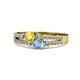 1 - Zaira Yellow Sapphire and Blue Topaz with Side Diamonds Split Shank Ring 