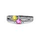 1 - Zaira Yellow and Pink Sapphire with Side Diamonds Split Shank Ring 