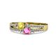 1 - Zaira Yellow and Pink Sapphire with Side Diamonds Split Shank Ring 