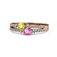 1 - Zaira Yellow and Pink Sapphire with Side Diamonds Split Shank Ring 