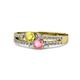 1 - Zaira Yellow Sapphire and Pink Tourmaline with Side Diamonds Split Shank Ring 