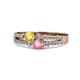 1 - Zaira Yellow Sapphire and Pink Tourmaline with Side Diamonds Split Shank Ring 