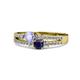 1 - Zaira Tanzanite and Blue Sapphire with Side Diamonds Split Shank Ring 
