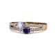 1 - Zaira Tanzanite and Blue Sapphire with Side Diamonds Split Shank Ring 