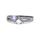 1 - Zaira Tanzanite and White Sapphire with Side Diamonds Split Shank Ring 