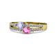 1 - Zaira Tanzanite and Pink Sapphire with Side Diamonds Split Shank Ring 