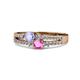 1 - Zaira Tanzanite and Pink Sapphire with Side Diamonds Split Shank Ring 