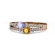 1 - Zaira Tanzanite and Citrine with Side Diamonds Split Shank Ring 