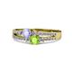 1 - Zaira Tanzanite and Peridot with Side Diamonds Split Shank Ring 