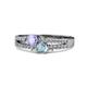 1 - Zaira Tanzanite and Aquamarine with Side Diamonds Split Shank Ring 