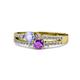 1 - Zaira Tanzanite and Amethyst with Side Diamonds Split Shank Ring 