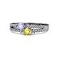 1 - Zaira Tanzanite and Yellow Sapphire with Side Diamonds Split Shank Ring 