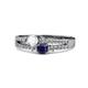1 - Zaira White and Blue Sapphire with Side Diamonds Split Shank Ring 