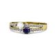 1 - Zaira White and Blue Sapphire with Side Diamonds Split Shank Ring 