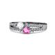 1 - Zaira White and Pink Sapphire with Side Diamonds Split Shank Ring 
