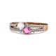 1 - Zaira White and Pink Sapphire with Side Diamonds Split Shank Ring 