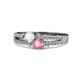 1 - Zaira White Sapphire and Pink Tourmaline with Side Diamonds Split Shank Ring 