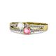 1 - Zaira White Sapphire and Pink Tourmaline with Side Diamonds Split Shank Ring 