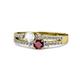 1 - Zaira White Sapphire and Ruby with Side Diamonds Split Shank Ring 