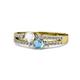 1 - Zaira White Sapphire and Blue Topaz with Side Diamonds Split Shank Ring 