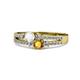 1 - Zaira White Sapphire and Citrine with Side Diamonds Split Shank Ring 