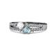 1 - Zaira White Sapphire and Aquamarine with Side Diamonds Split Shank Ring 