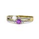 1 - Zaira White Sapphire and Amethyst with Side Diamonds Split Shank Ring 