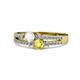 1 - Zaira White and Yellow Sapphire with Side Diamonds Split Shank Ring 