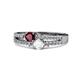 1 - Zaira Ruby and White Sapphire with Side Diamonds Split Shank Ring 