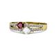 1 - Zaira Ruby and White Sapphire with Side Diamonds Split Shank Ring 