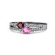 1 - Zaira Ruby and Pink Sapphire with Side Diamonds Split Shank Ring 