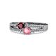 1 - Zaira Ruby and Pink Tourmaline with Side Diamonds Split Shank Ring 