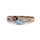 1 - Zaira Ruby and Blue Topaz with Side Diamonds Split Shank Ring 