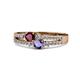 1 - Zaira Ruby and Iolite with Side Diamonds Split Shank Ring 