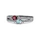 1 - Zaira Ruby and Aquamarine with Side Diamonds Split Shank Ring 