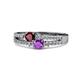 1 - Zaira Ruby and Amethyst with Side Diamonds Split Shank Ring 