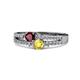 1 - Zaira Ruby and Yellow Sapphire with Side Diamonds Split Shank Ring 