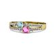 1 - Zaira Aquamarine and Pink Sapphire with Side Diamonds Split Shank Ring 